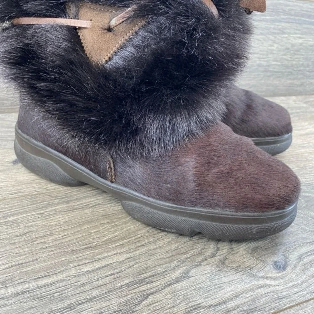 Gommus 36650 Women's Mid Calf Fur Vamp Winter Snow Boots‎ Size 7 Brown